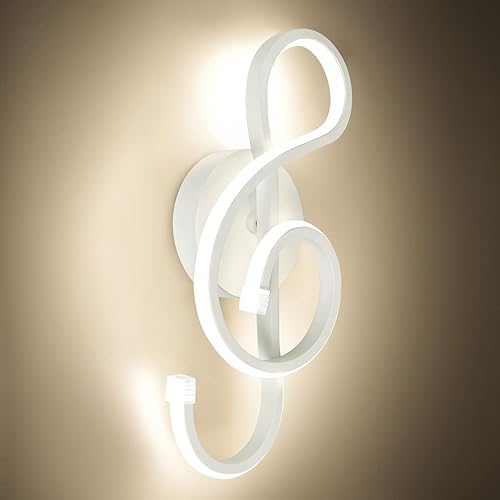 XEYOU Aplique de pared moderno de 22 W, iluminación LED para interiores, lámpara de pared creativa con símbolo de música, decoración de arte,