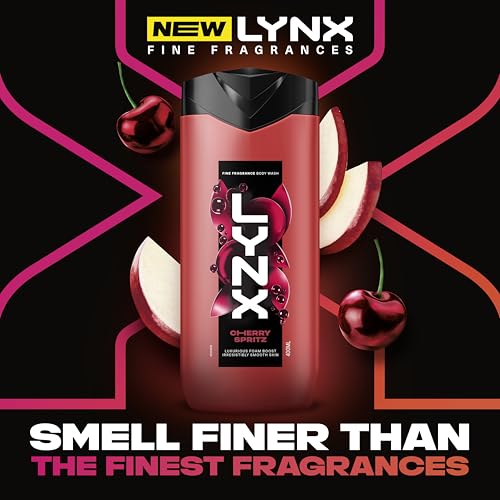 Lynx Fine Fragrance Collection Cherry Spritz Premium Body Wash Shower Gel for 12 hours of freshness, infused with a cherry, red apple & amber scent 400 ml - Image 2