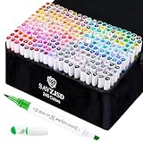 SAVZJSD 240 Colors Markers Set, 240 Colors Dual Tip Markers Set, Fine & Chisel Double Tipped Art Markers for Kids Adults Beginners & Artists in Coloring, Painting(Water-based Markers)