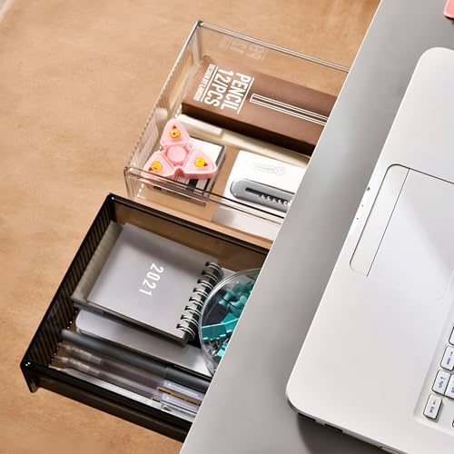 Image of oddpod Reed Under The Table Hidden Drawer /Acrylic Desk Organiser For Home & Office - Black (Medium), Stationery