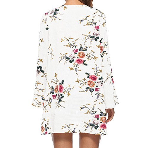 image for WEUIE Women Blouse Women Floral Cover Casual Blouse Tops Loose Kimono 