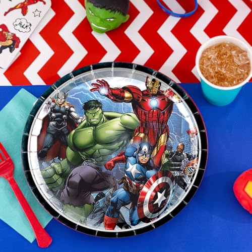 Image of Wanna Party Pack of 8 Super Hero Theme Party Paper Plates for Superhero Theme Decorations - 10 inch Plates Colorful Tableware Set for Boys Kids Baby Birthday Decoration Items