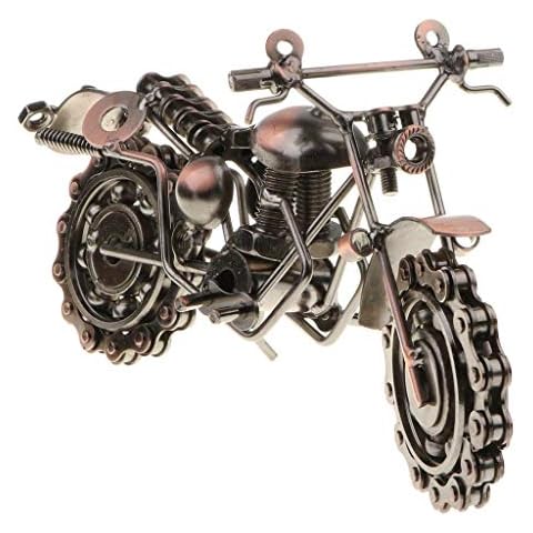 Backbayia Vintage Metal Motorcycle Model Sculpture Ornament Home Office Bar Decoration (Bronze) Cover
