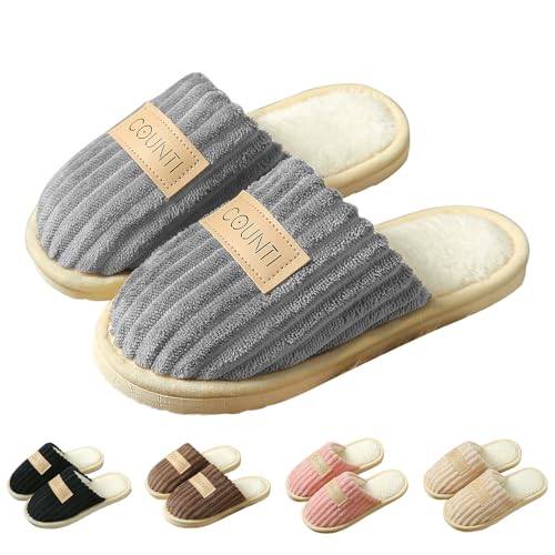 Zapatillas de casa de espuma viscoelástica suaves y planas, suela antideslizante, pantuflas para el hogar, zapatillas de estar por casa para mujer y hombre, par de felpa de invierno, pantuflas cálidas
