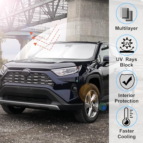 Image of Windshield Sun Shade Front Window Sunshade Fit for Toyota RAV4 RAV-4 2019-2024 2025 2026 Accessories Auto Interior Sun Visor Heat Protection