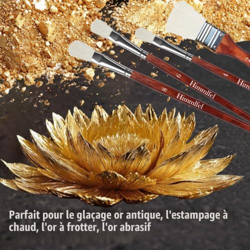 Himmlfel mélange pinceaux de Peinture, Ensemble de 7 pinceaux en Poil de chèvre pour Acrylique, Aquarelle, Huile, Pinceau de dorure pour l’Artisanat, céramique, Peinture de poterie, Feuille d’Or – vue 2
