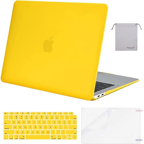 MOSISO Compatible with MacBook Air 13 inch Case 2022, 2021-2018 Release A2337 M1 A2179 A1932 Retina Display Touch ID, Plastic Hard Shell&Keyboard Cover&Screen Protector&Storage Bag, Yellow