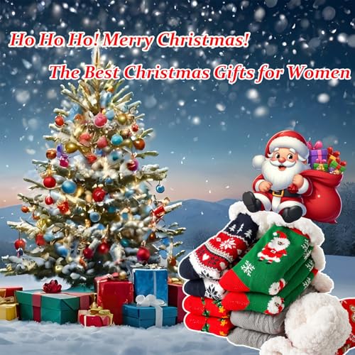 BISOUSOX Slipper Socks for Women Christmas Fluffy Socks Warm Soft Thermal Socks Non Slip Winter Novelty Socks Christmas Socks Gift for Mother Girlfriend 4-7 - Image 6