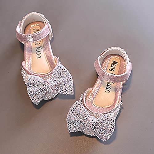 Fashion Spring And Summer Girls Sandals Dress Performance Dance Shoes Pearl Sequin Shiny Bow Girls Summer Shoes Size 14