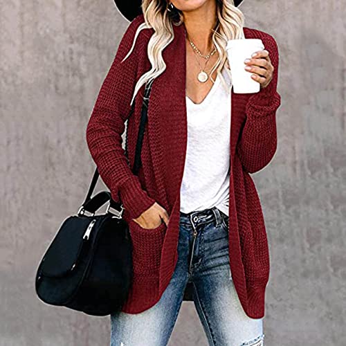 Chunky Oversized Cardigan Sweater for Women Spring Fall Fashion Open Front Knit Outerwear Long Sleeve Pocket Cardigan2