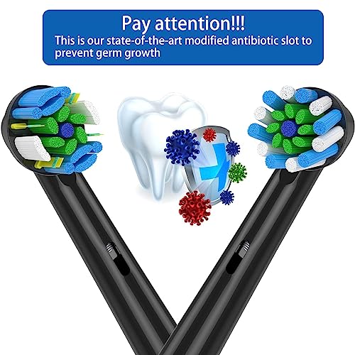 Replacement Toothbrush Heads Fits Oral B Braun For Precision/Sensitive/Floss/Cross Clean Replacement Brush Heads Pack Of 16 Black Standard Clean Heads Refill For 7000/Pro1000/9600/5000 #TOP6