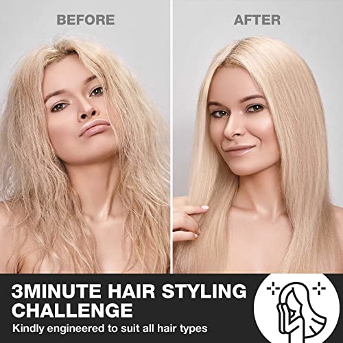 Hericami Hair Straightener Brush, Ionic Hair Straightening Brush, 20S Fast Heating & 5 Temp Settings & Anti-Scald, Perfect Gifts For Girls（Black） #TOP6