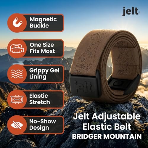 Image of JeltX Adjustable Elastic Belts for Men and Women, Non-Slip Stretch Belt with Magnetic Belt Buckle and Grippy Gel