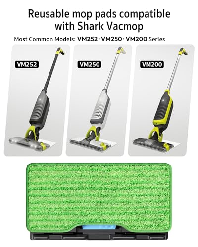 Image of Reusable mop Replacement Pads Compatible with Shark Vacmop VM252 VM250 VM200, Washable mop Refills for Hard Floor Cleaning (1 Dirt Chamber + 3 Replacement Filters + 4 Pads)
