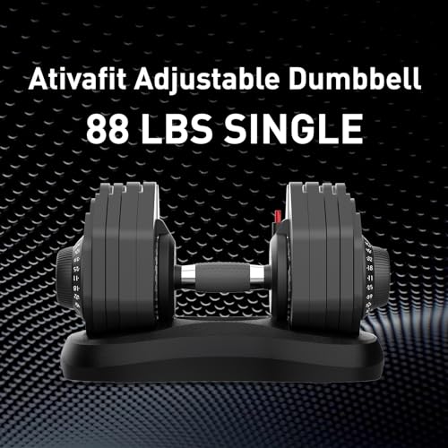 Image of ATIVAFIT Adjustable Dumbbells Set, 5-88LB Quick Adjust Free Weights with Double Safety Lock & Anti-Slip Steel Handle, Space Saving Home Gym Equipment for Full Body Strength Training