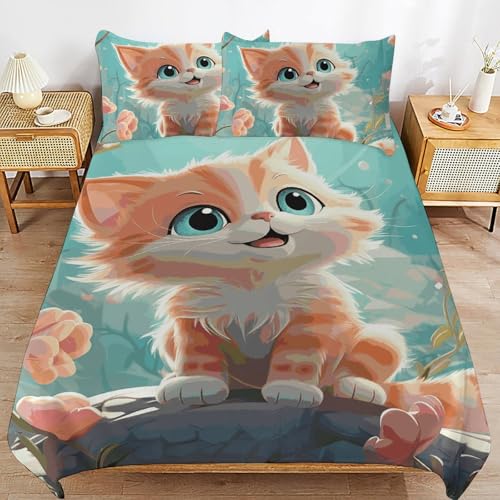 Parure de lit motif chats mignons housse de couette grand lit pour nuits douces - 7