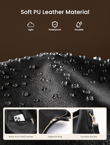 Image of Realer Hobo Crossbody Bags for Women Designer Faux Leather Hobo Handbags Retro Large Size Shoulder Bag Bucket Purse