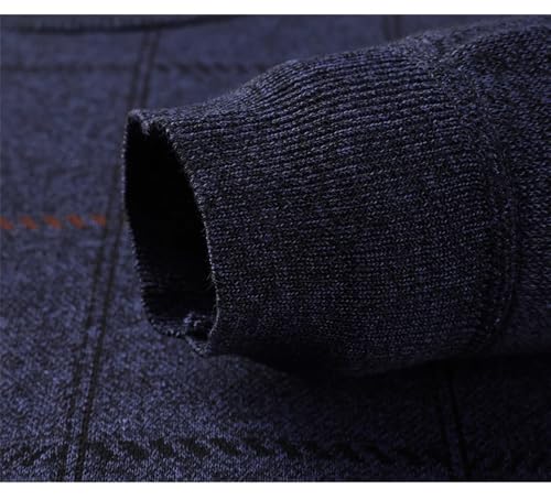 Men's Warm Pullover Sweater Casual Solid Color Knitted Top Winter Fashion Round Neck Sweater4