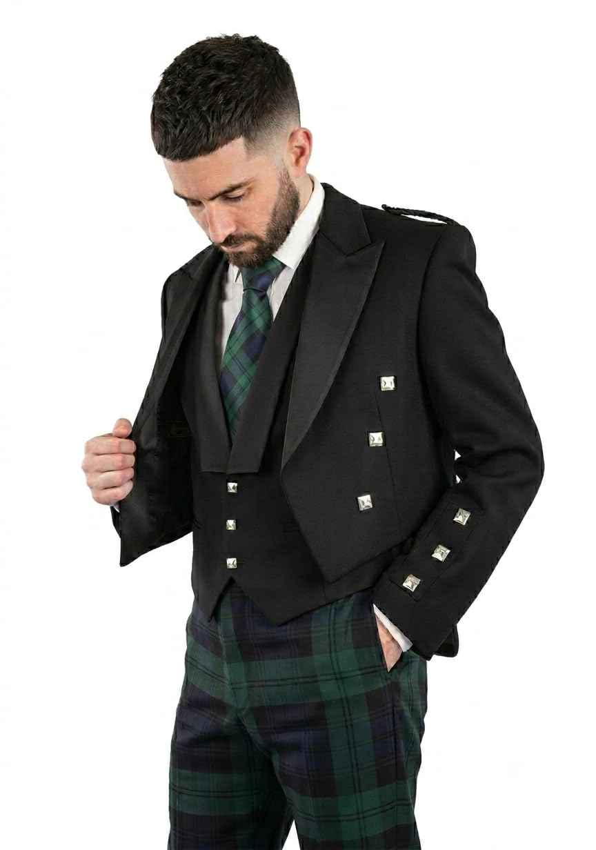 Hamilton Kilts Gilet da kilt scozzese Prince Charlie con bottoni a forma di cardo, abbigliamento tradizionale delle Highlands