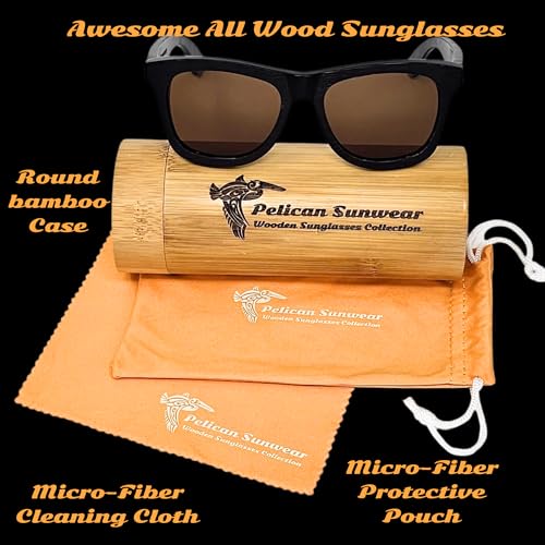 Image of Wood Sunglasses | Polarized | Vintage Wooden Frame | 100% UVA /UVB Protection | Bamboo Case | Men Women