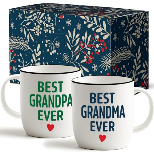 Triple Gifffted Regalo Per Migliore Nonna E Nonno, Tazze Coppia Da Caffe, Regali Per Nonni, Idee Festa dei Nonni, Colazione, Anniversario E Natale, Della Mamma Papa Tazza, Ceramica Mug, 380 ML