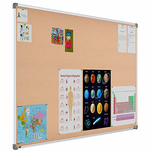 Image of Scholar Art Metis 4x8 Feet Cork Board for Office, Home & School | High Strength Natural Cork + High Density Soft Board for Pinning Photos, Sticky Notes & Reminders