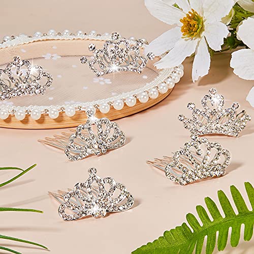 Hicarer 16 Pcs Princess Tiara Comb Small Crystal Rhinestone Crown Hair Comb For Women Girl Wedding Birthday Party Supply thumb #3