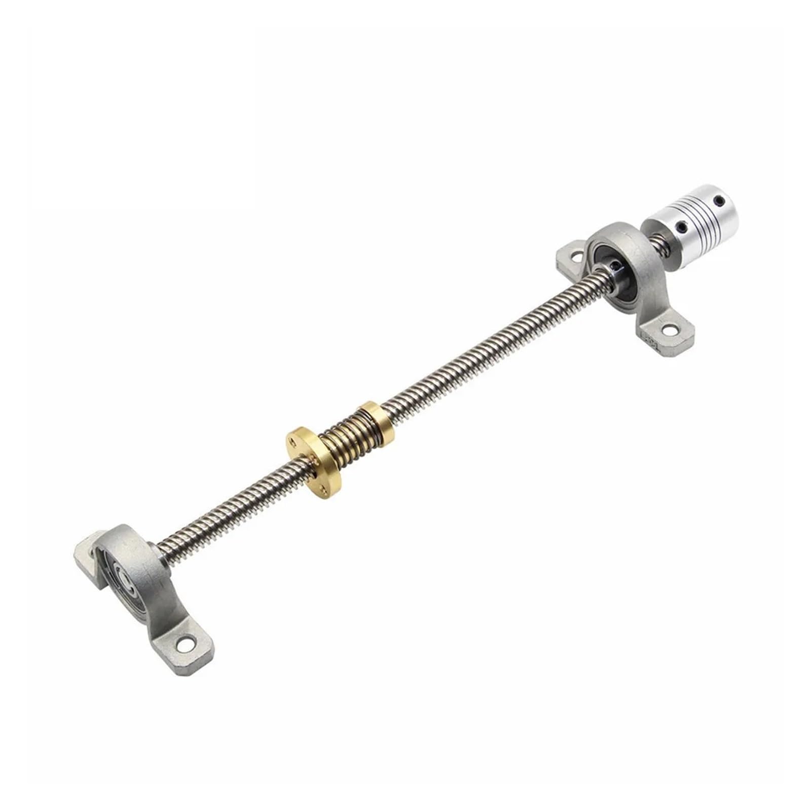 Śruba trapezowa T8 150-600 mm + nakrętka zabezpieczająca + wspornik łożyska KP08 + złącze elastyczne 5 x 8 mm (600 mm)