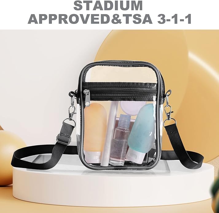 Clear Crossbody Bag, Stadium Approved Clear Purse Bag With Adjustable Shoulder Strap, Messenger Bags Transparent Shoulder Bag for Concerts Sports Events Festival