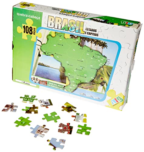 Quebra Cabeça Mapa do Brasil 108 Peças, Nig Brinquedos