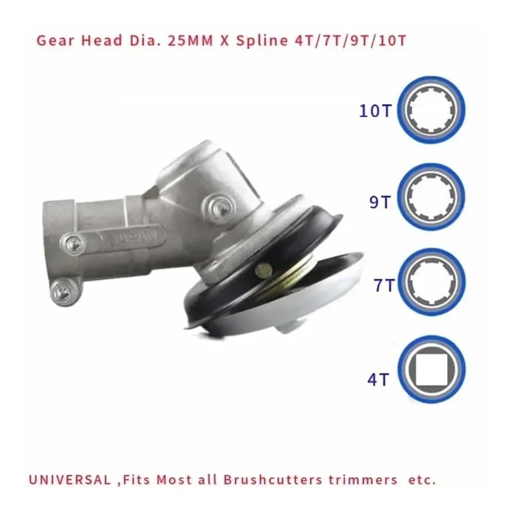DIÁMETRO del Eje DE LA Carcasa Cabezal Engranajes. Compatible con desbrozadora de césped Caja Completa 25 mm,4 y 1" estriada, Dientes, 7, 9 10(25MM X Spline 10T)