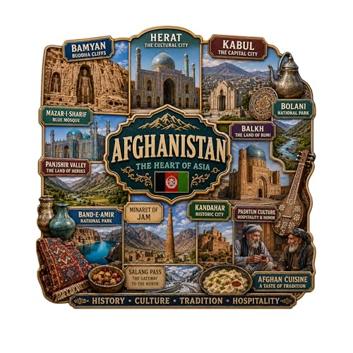 GiftODay 3x4 Inch Country Souvenir Wooden Fridge Magnet for Refrigerator Decoration | Stylish Travel Souvenir Gift for Kitchen, Office & Home Decor (Afghanistan)