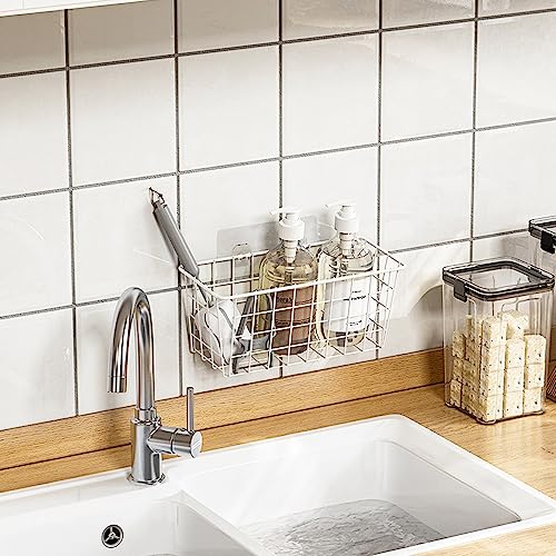 Adhesive-Basket-Wall-Wire-Basket-Over-Cabinet-Door-Organizer-4-Pack-White-Wire-Construction-Wall-Hanging