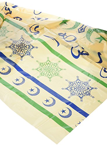 Eidway Islamic Moon and Star Arabesque Design Plastic Table Cover for Eid, Ramadan, Graduation, Birthday Party Supply. 108