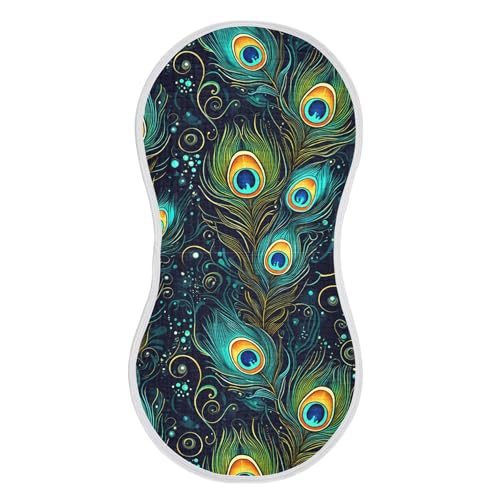 xigua Peacock Feathers Muslin Baby Burp Cloths Set of 1, Super Soft & Absorbent Burping Rags, Cotton Burp Clothes Shower Gift for Newborn, Baby Girls and Boys