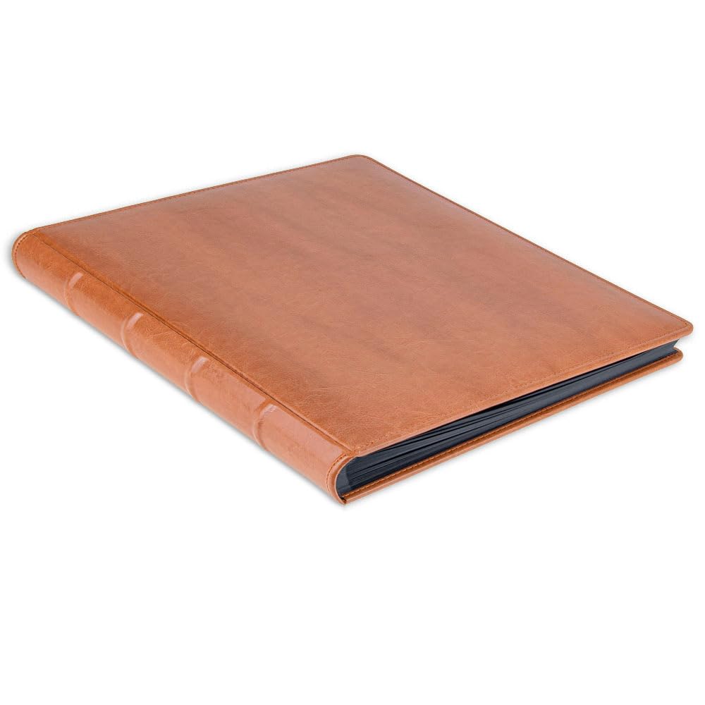 Album tradycyjny na zdjęcia wklejane - okładka wykonana z jasno brązowej skóry - 28x31, 40 stron