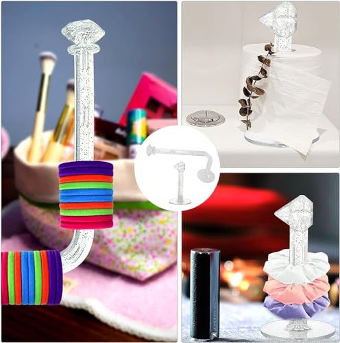 Image of HASTHIP 4Pcs Scrunchie Organizer Hairband Stand Rubber Band Holder Acrylic | Stores Scrunchies and Bands, Clear Acrylic Build, Stable Stand Design, Space-Saving Accessory Organization