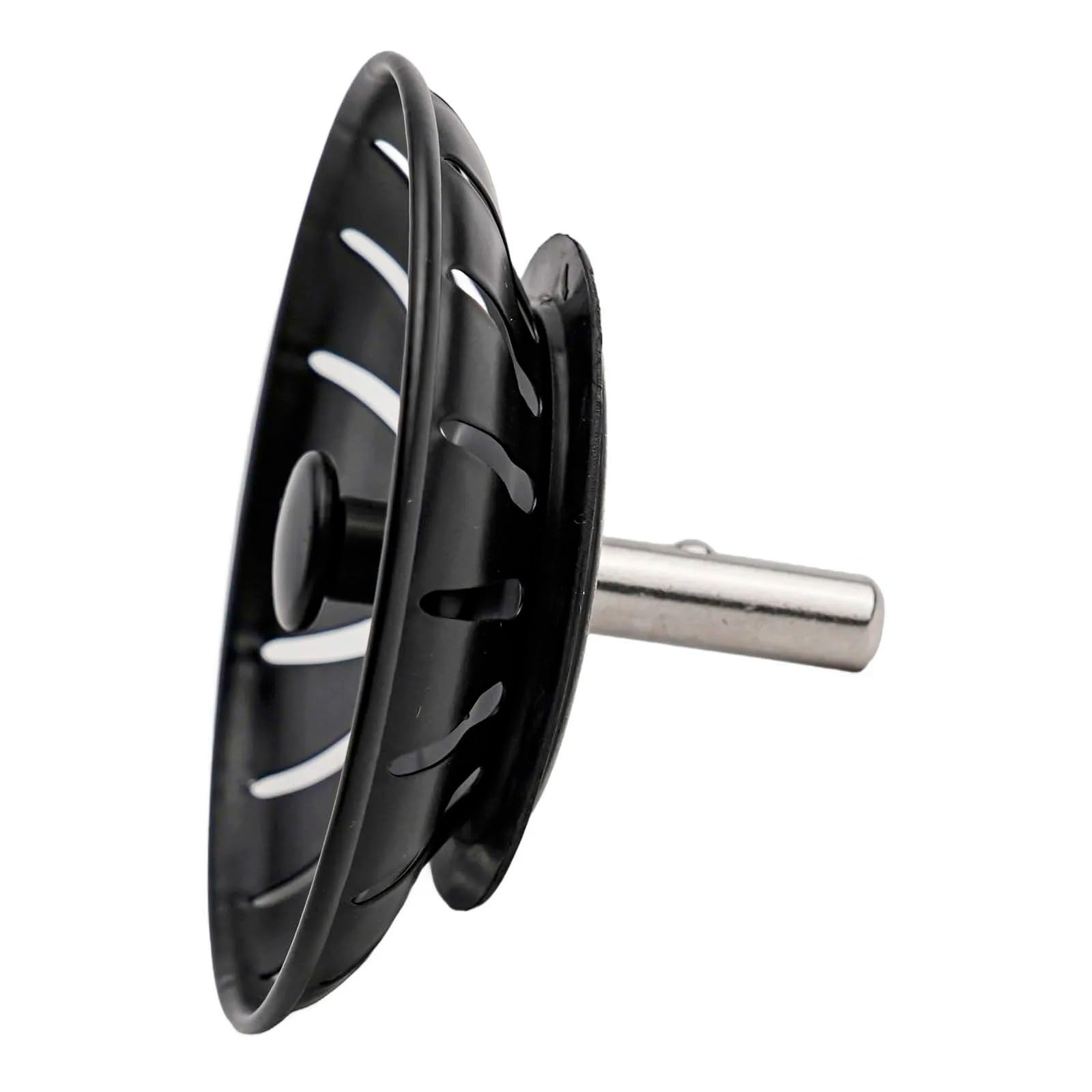 Tappo per lavello in acciaio inox 304, nero, 8 cm, tappo di scarico per cucina e bagno, con guarnizione in gomma
