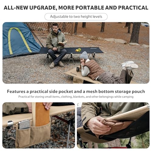 Image of Naturehike ArmyWild Folding Camping Cot, Height Adjustable Ultralight Backpacking Cot, Portable Camping Bed for Camping Hiking Travel Home