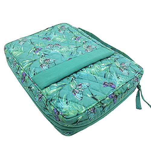 Image of DIWI Quilted Bible Cover Extra Large Sizes 11.25 X 8.25 X 2.75 Inches Good Book Case (XL, C1 Butterfly Green)