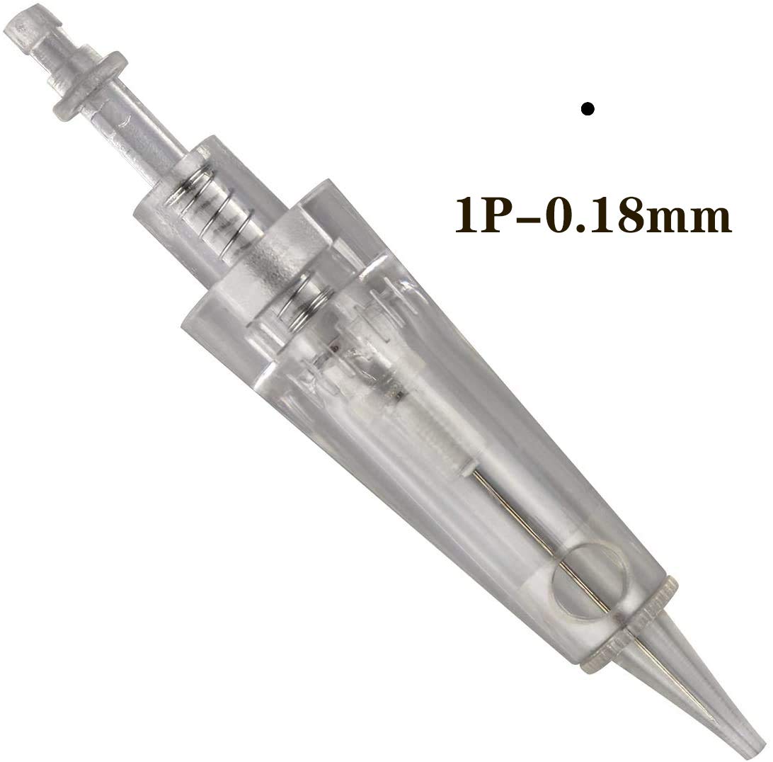 20 Uds Agujas de Micropigmentacion Desechables de Maquillaje Permanente Bayoneta 1P/2P/3P/5P/3F/5F/7F (1P-0.18mm)