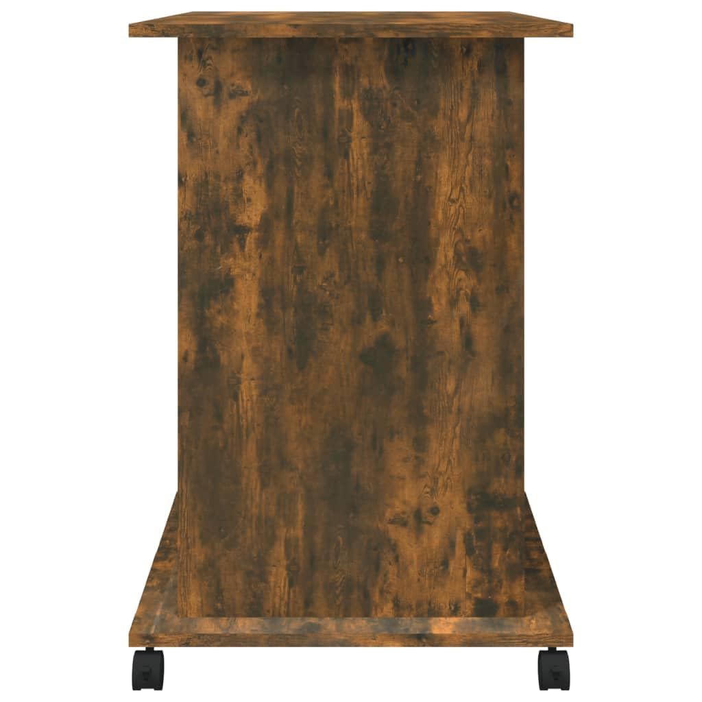 Rolling Computer Desk with Keyboard Tray & CPU Stand, Smoked Oak | Space-saving engineered wood workstation measuring 31.5 x 19.7 x 29.5 inches, ideal for small home office spaces.