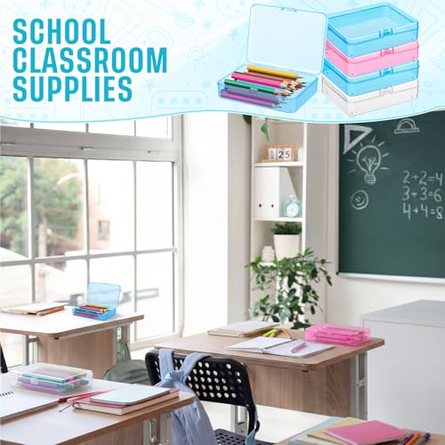 Image of Dunzoom 25 Pcs Plastic Crayon Boxes with Lids, 4.53 x 3.35 x 1.1 Inches Stackable Small Storage Organizer Containers Crayon Pencil Case for Art Crafts Jewelry Beads Office Supplies(Multicolor)