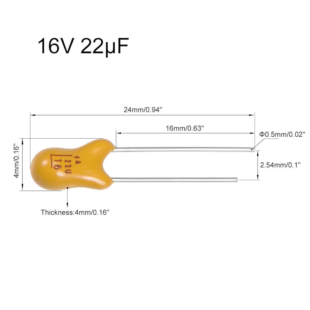 Amazon.co.jp: XYWHPGV 22uFタンタルコンデンサ、16V2ピン黄色