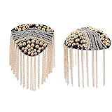 CRAFTYMELODY 2 piezas de diamantes de imitación hombro borla borla de hierro borla cadena hombro charreteras con broche de metal flecos almohadillas de hombro cadenas decorativas color dorado