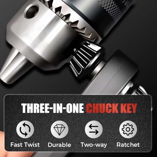 Zeamyhy 3 in 1 Drill Chuck Ratchet Wrench, Drill Press Chuck Key, Replacement Tool for Electric Drills & Power Tools with Extended Arm for Added Torque (All Size)