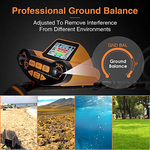 SUNPOW Professional Metal Detector for Adults, Adjustable Ground Balance, Disc & Notch & Pinpoint Modes, Upgraded DSP Chip, Multiple Audio Prompts