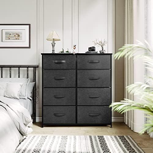 YITAHOME Chest of Drawers, Non-Woven Fabric 8-Drawer Storage Organizer Unit for Bedroom Living Room Closet, Sturdy Steel Frame, Easy Pull Fabric Bins & Wooden Top, Fabric Dresser