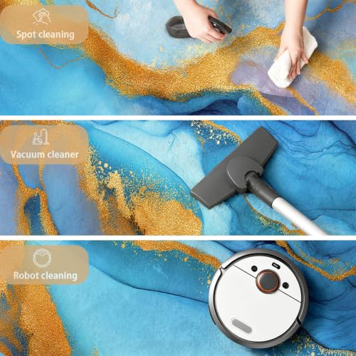 Alfombra antideslizante lavable azul para evitar resbalones 6