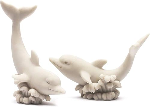 Miniatura 8 de Bright Creations Kit de pintura de cerámica para adultos, figuras de delfines para pintar, paquete de 2, 3.5 x 2.25 x 5 pulgadas, poliresina sin